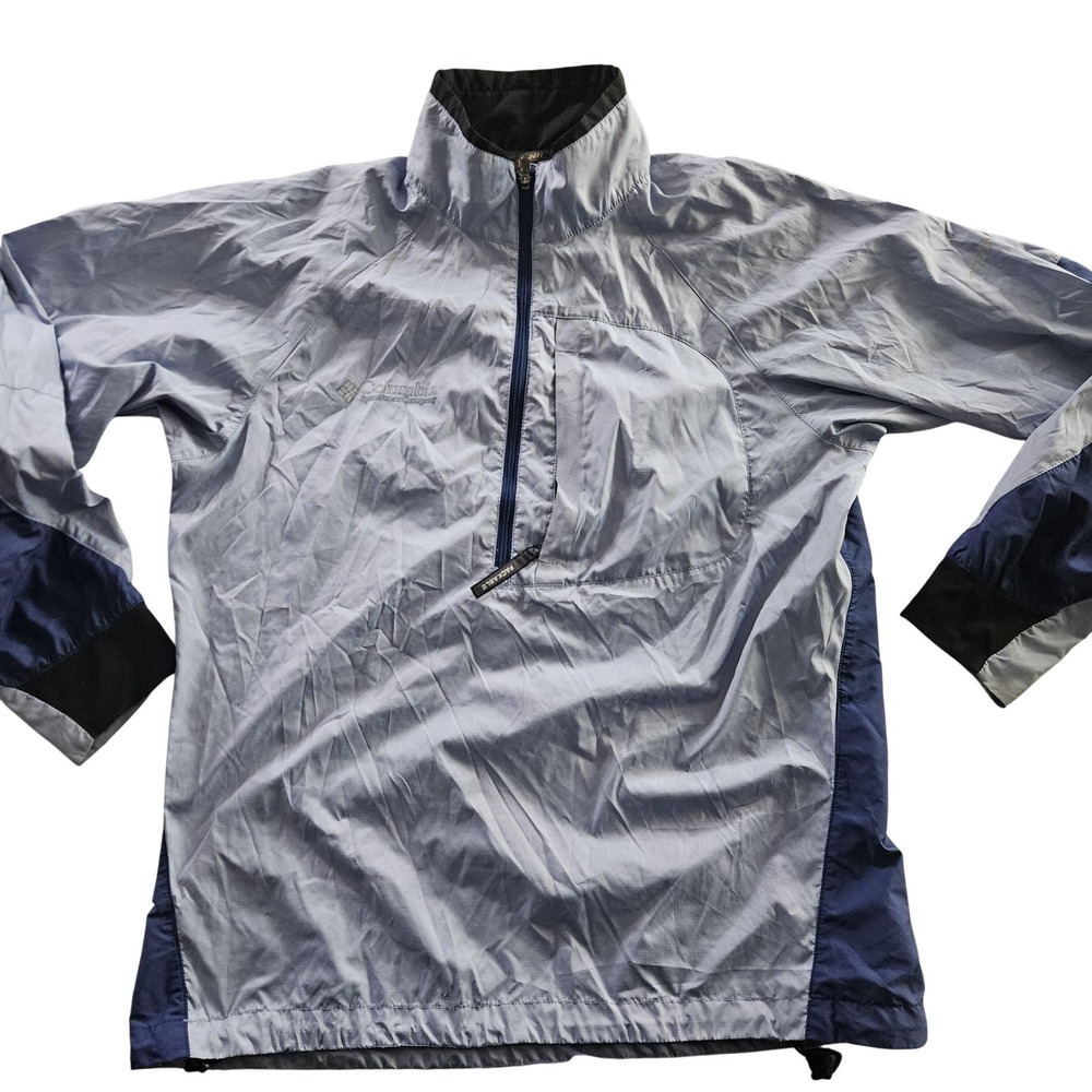 Columbia Jacket Womens Medium Blue Navy Titanium Half Zip Windbreaker Pullover‎